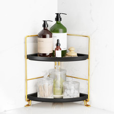 2-Tier Corner Bathroom Counter Organizer,Tool-Less Installation Vanity Shelf - S