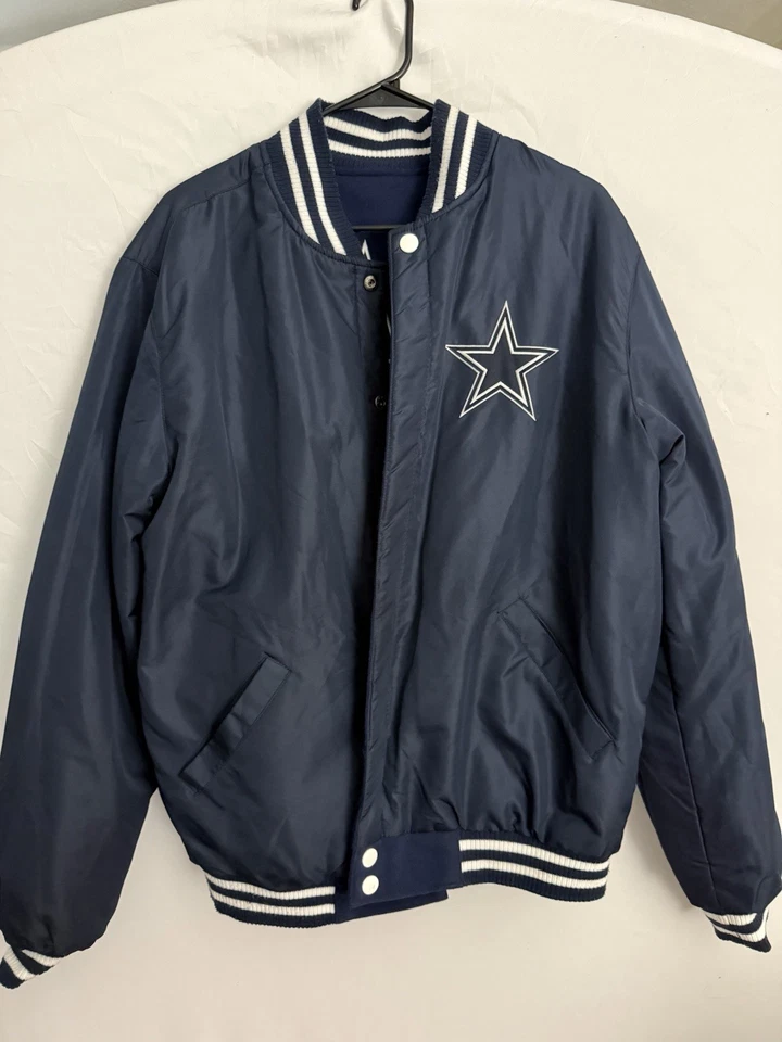 Dallas Cowboys JH Design Reversible Fleece Jacket With Faux Leather Sleeves Sz L - Image 4 of 4