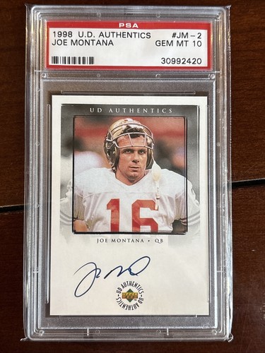 1998 Upper Deck Authentics Joe Montana Auto PSA 10 JM-2 