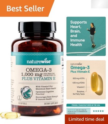 Extra-Strength Omega-3 Fish Oil - 1000mg, 60 Lemon-Flavored Softgels - GMO-Free