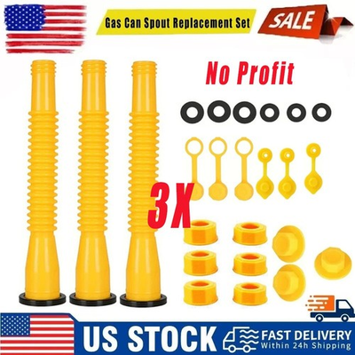 #ad 3X Replacement Gas Can Spout Nozzle Vent Kit For Plastic Gas Cans Old Style Caps $7.77