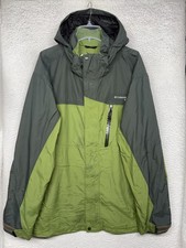Columbia Omni-Tech Interchange Jacket Mens XL Green Gray Hooded Waterproof Ski