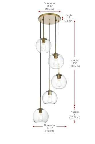 Living District Baxter 5 Light Metal Pendant in Black and Clear Finish - Picture 3 of 3