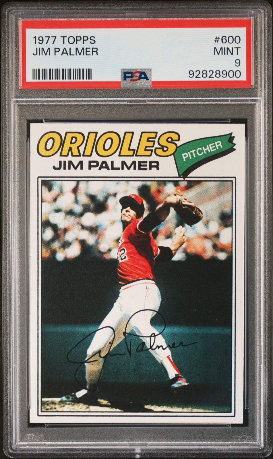 1977 TOPPS #600 JIM PALMER PSA 9