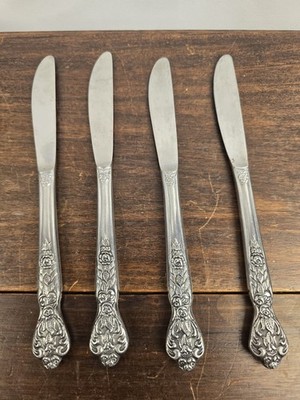 4pc Versailles Glossy Merchandise Floral Modern Solid Knives Stainless Steel 