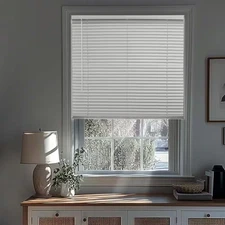 White Cordless Blackout Vinyl Mini Blind with 1 In. Slats - 37 In. W X 84 In. L