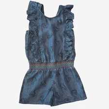 NWT Cat & Jack Toddler Girls Chambray Romper Shorts Roller Skates 5T Denim Blue