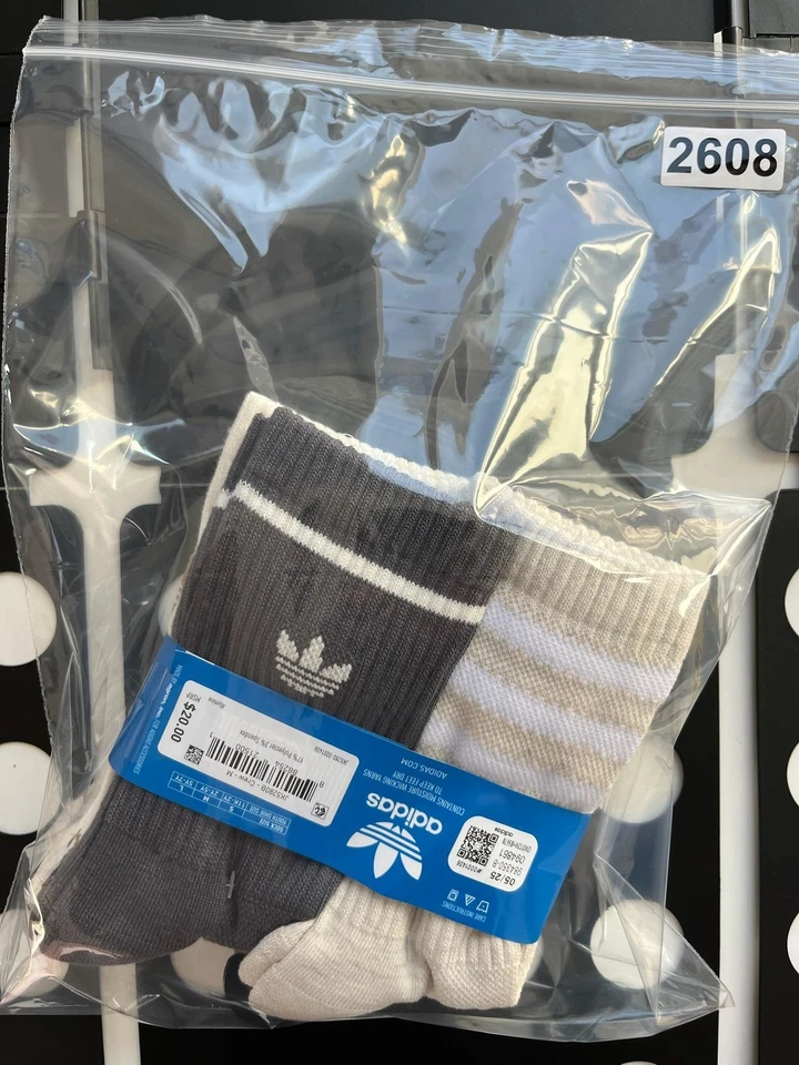 Adidas Originales Calcetines Juveniles 2Y-5Y Blanco Gris Tostado Crew 6 Pares Trifolio Atlético Foto 3 de 3