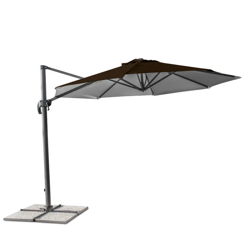 Parasol 3x3 déporté aluminium jardin terrasse Paradise Brown avec mât excentré
