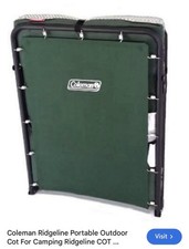 Coleman Folding Portable Camping Cot Green Canvas Metal Frame