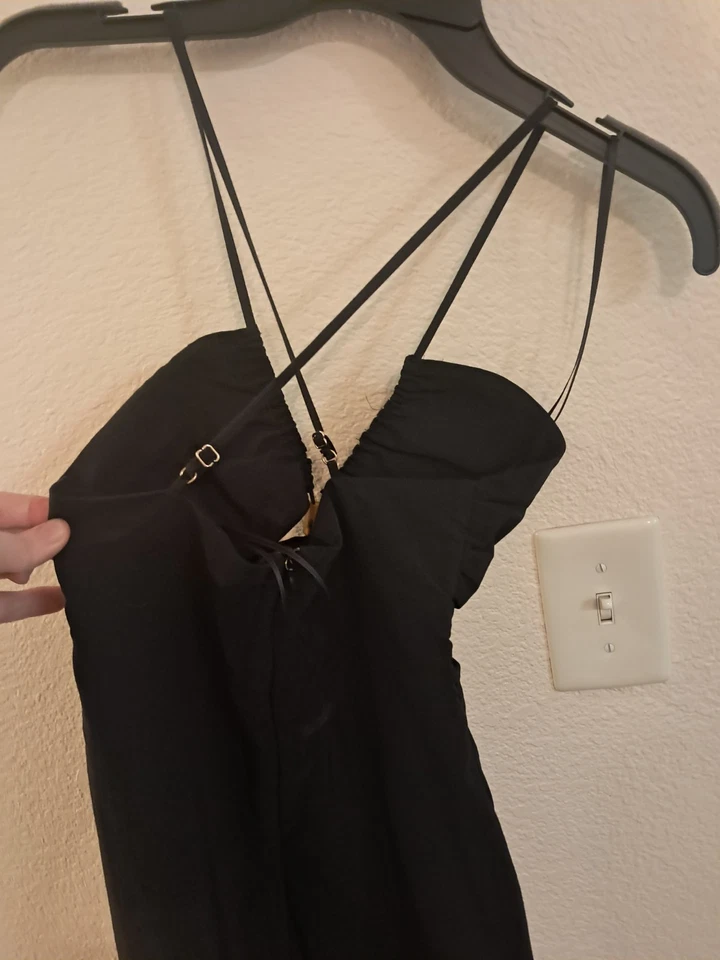 Size XS small ZARA womens LONG dress BLACK stretchy - Image 3 of 4