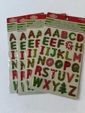 Twin Seven Christmas Puffy Alphabet Stickers Lot Of 4 Packs Dimensional New