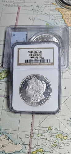 RARE DPL " 1884 CC Morgan Dollar "NGC MS 63 DPL"  90% Silver Dollar