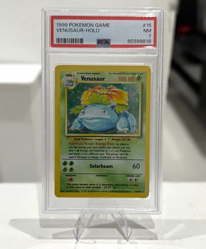 Pokémon TCG 1999 Base Set Venusaur 15/102 Holo PSA 7 Graded