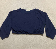 We The Free People Womens Medium Sweater Blue 3/4 Sleeve Cropped Cuddle Bubble