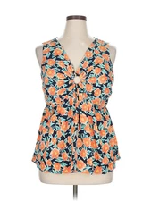 GiGio Women Orange Sleeveless Blouse 1X Plus