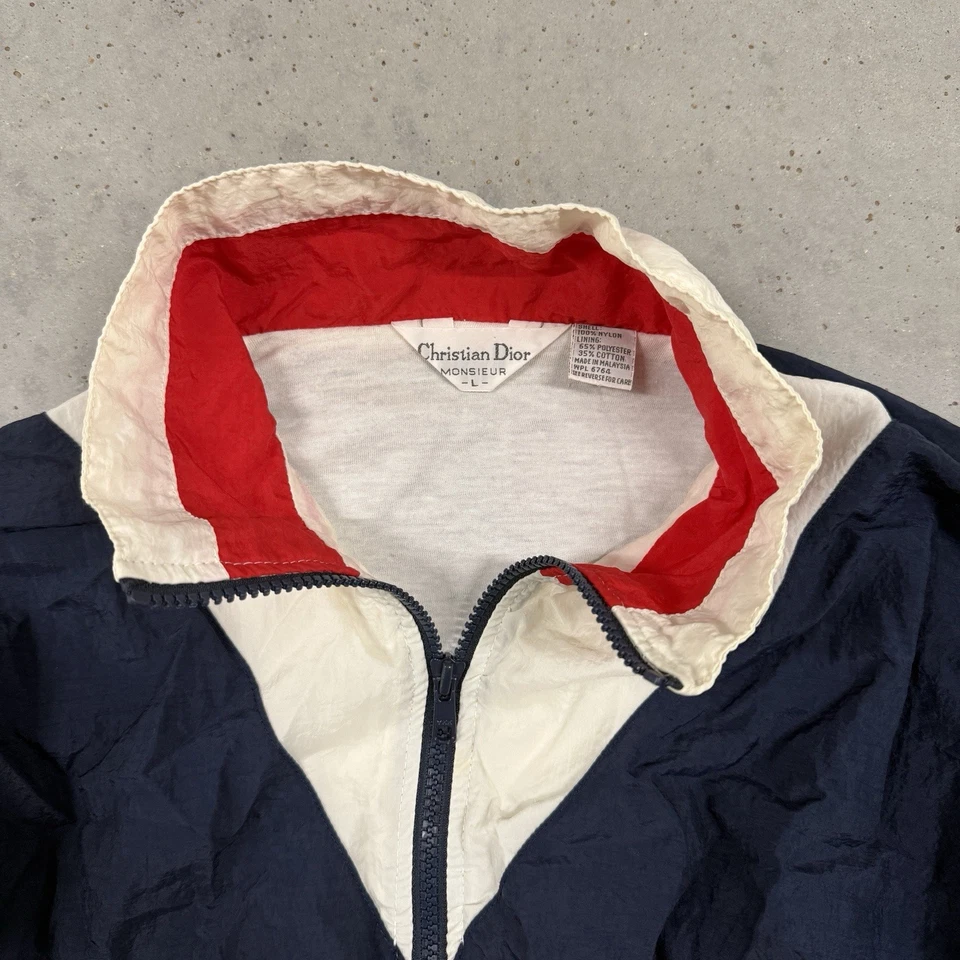 Chaqueta cortavientos Christian Dior vintage para hombre grande de nailon bloques de colores años 90 Foto 2 de 4