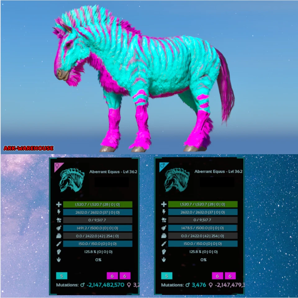 Top Stat Equus Pair - Aberrant and Unicorn Option - Ark Ascended PVE ASA