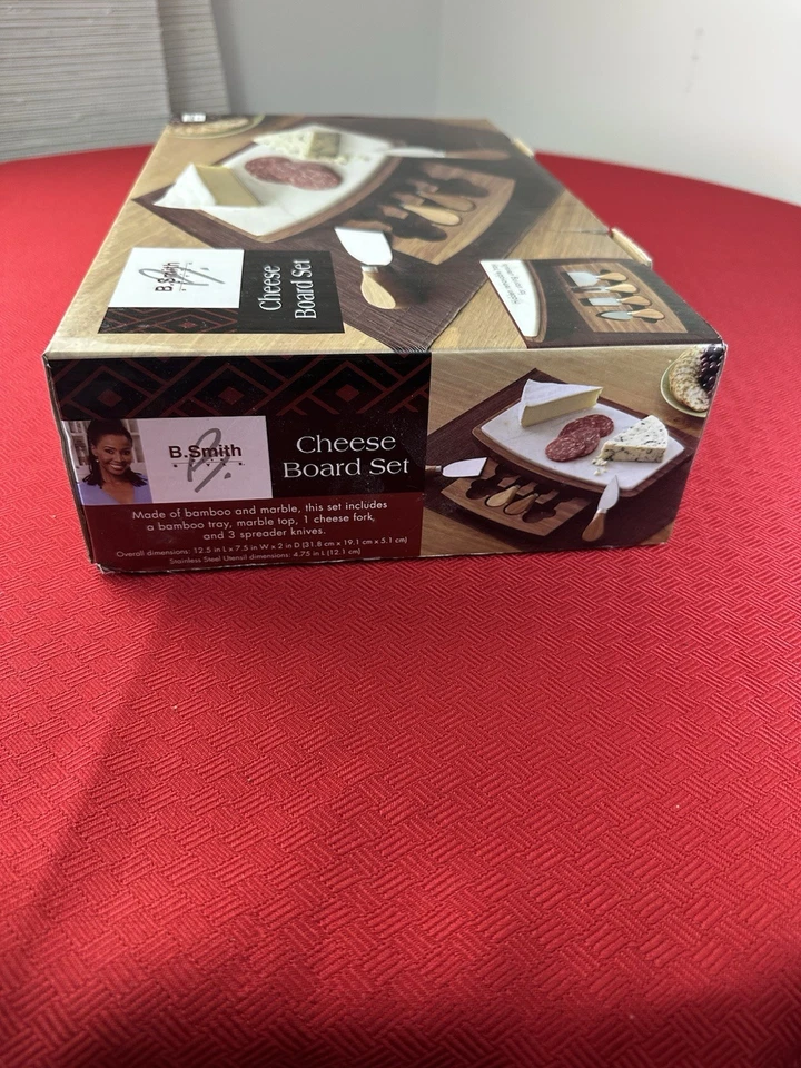 Charcuterie Board Set Bamboo & Marble Knife Set Cheese Board Serving Tray NEW ! - Image 4 of 4