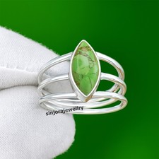 Copper Turquoise Gemstone 925 sterling silver handmade Gift Ring US size 5 to 13