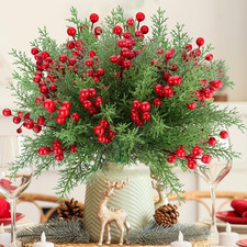 Artificial Christmas Flower Bundles with Red Berry Stems for Winter Decor