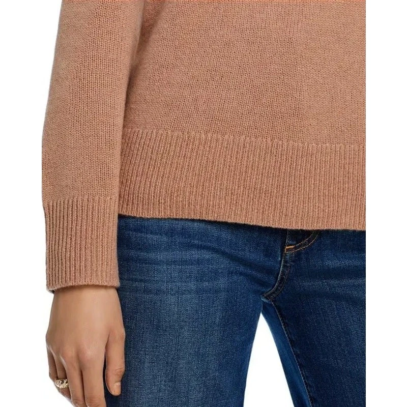 C by Bloomingdale's Women Camel Cashmere Knit Classic Crewneck Sweater Size S - Image 4 of 4