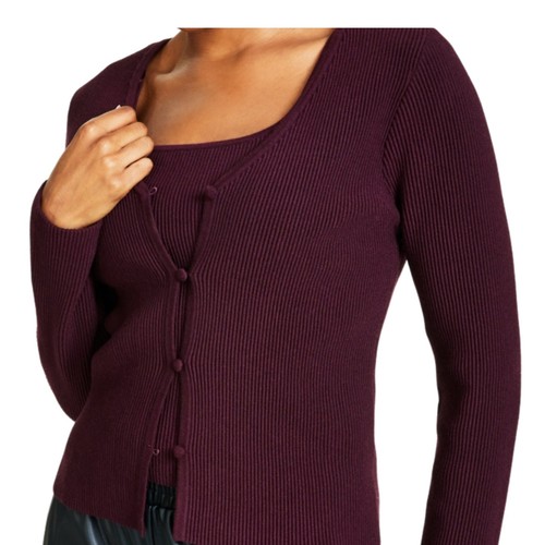 Bar III Women's Ottoman Ribbed Cardigan Sweater – Marooned, Size - Small - Bild 2 von 4
