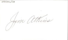 Jim Atkins Signed 3x5 Index Card Cut Autograph Den