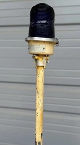 Vintage Tall Airport Runway Side Guide Light Airplane Plane - Blue  Lens