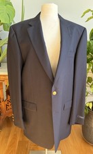 New Burberry London Blazer Mens 44L Navy Gold Button Sport Coat Jacket USA Made