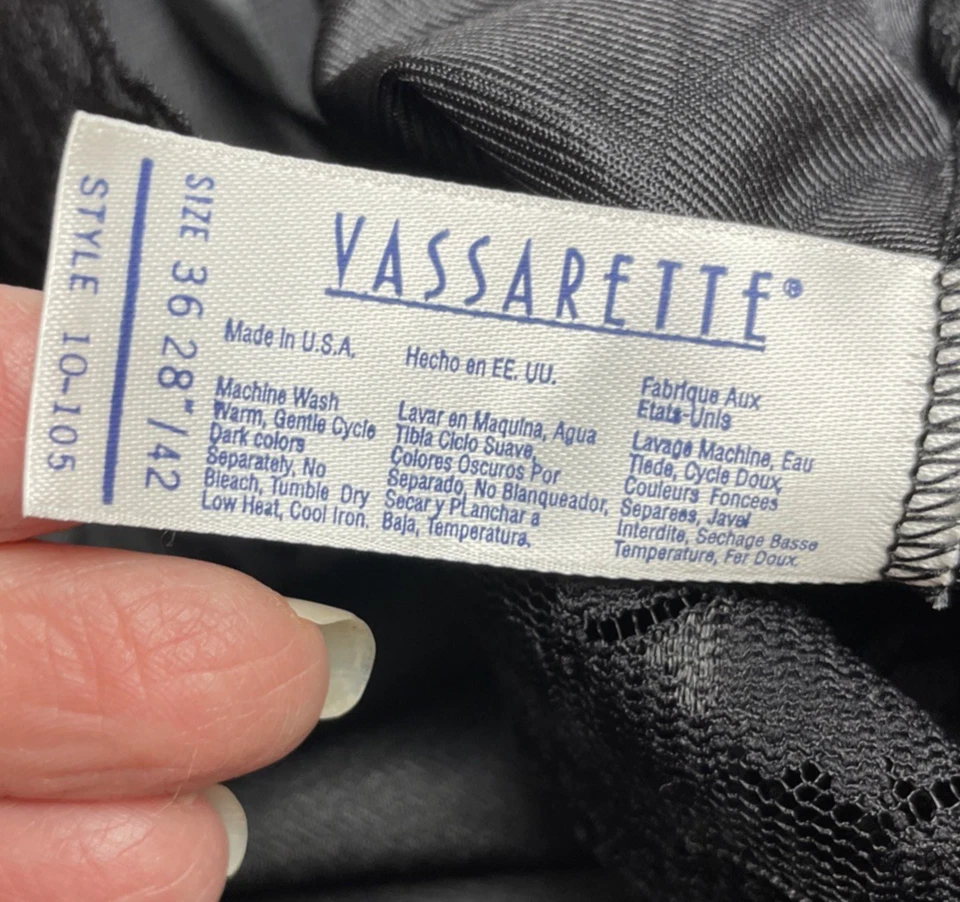 复古 Vassarette 全懒人连衣裙女式 36 黑色 100% 尼龙花边哥特派对 — 第 3/4 张图片