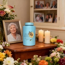 Large Cremation Sunflower Urns for Adult Male Female Man Women Ashes with Pouch