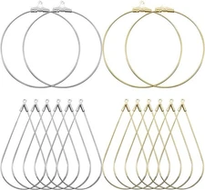 80pcs Beading Hoop Earrings for Jewelry Round Teardrop, Gold K and White K 1 