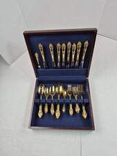 Gold Plated Stainless Steel Flatware Set 50 Pieces Made In Korea Dinnerware