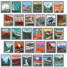 Teling 30 Pieces Vintage Poster Set National Parks Nature Wall Art Travel Pri...