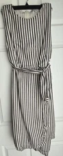 Trucco Trends European Luxury Casual Side Wrap Dress Ivory & Gray Striped EUR 40