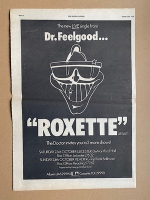 DR FEELGOOD ROXETTE (A) POSTER SIZED original music press advert from 1976 (crea