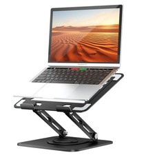 Black Adjustable Ergonomic Laptop Stand Riser 360 Rotating Base 1015.6 In