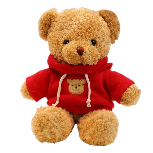 11.8" Teddy Bear Stuffed Animal Cute Teddy Bear with Red Hoodie Plush Kids Toy