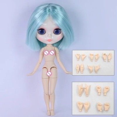 Fashion Doll 12'' Blythe Nude Joint Body Hair Wig White Skin Glossy Face Toy Gift