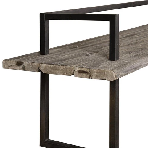 Uttermost Herbert Transitional Wood and Metal Bench in Aged Black/White - Picture 3 of 4