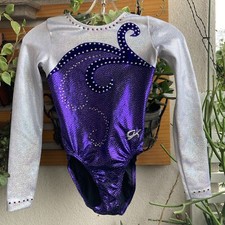 Custom Competition Leotard W/Tags Child Small GK Rhinestones Ombre Purple White