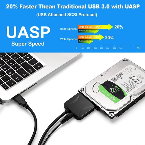 USB 3.0 to SATA External Hard Drive Reader 2.5" 3.5" HDD SSD Power adapter LOT - Picture 15 of 17