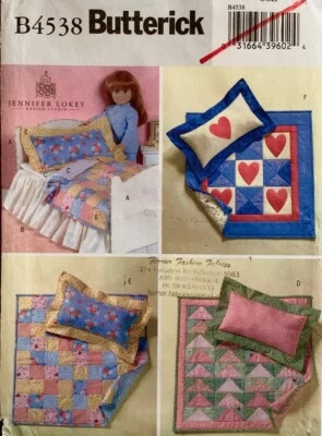 Butterick CRAFT Pattern B4538 | Dolls Bed & 3 x Quilt & Pillow Designs UNCUT - image 1 of 2