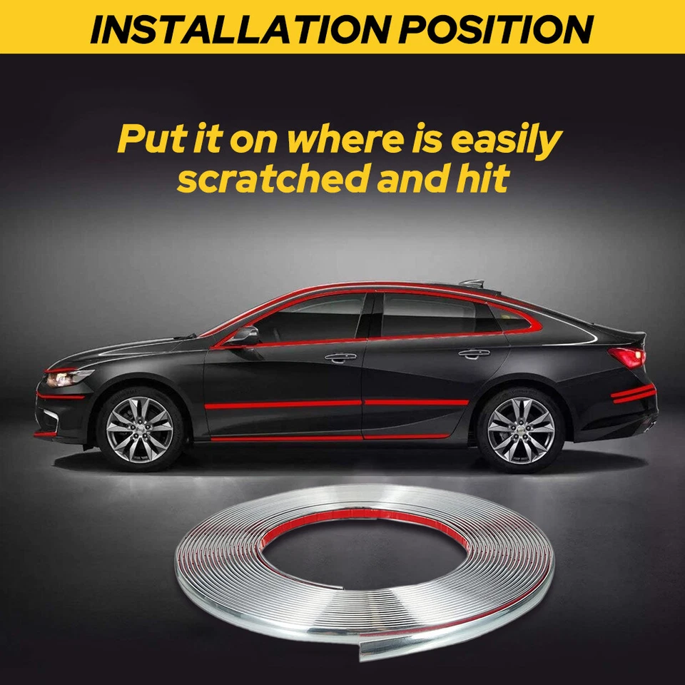 16英尺1/2英寸装饰镀铬成型条汽车装饰门侧车身保护 — 第 3/4 张图片