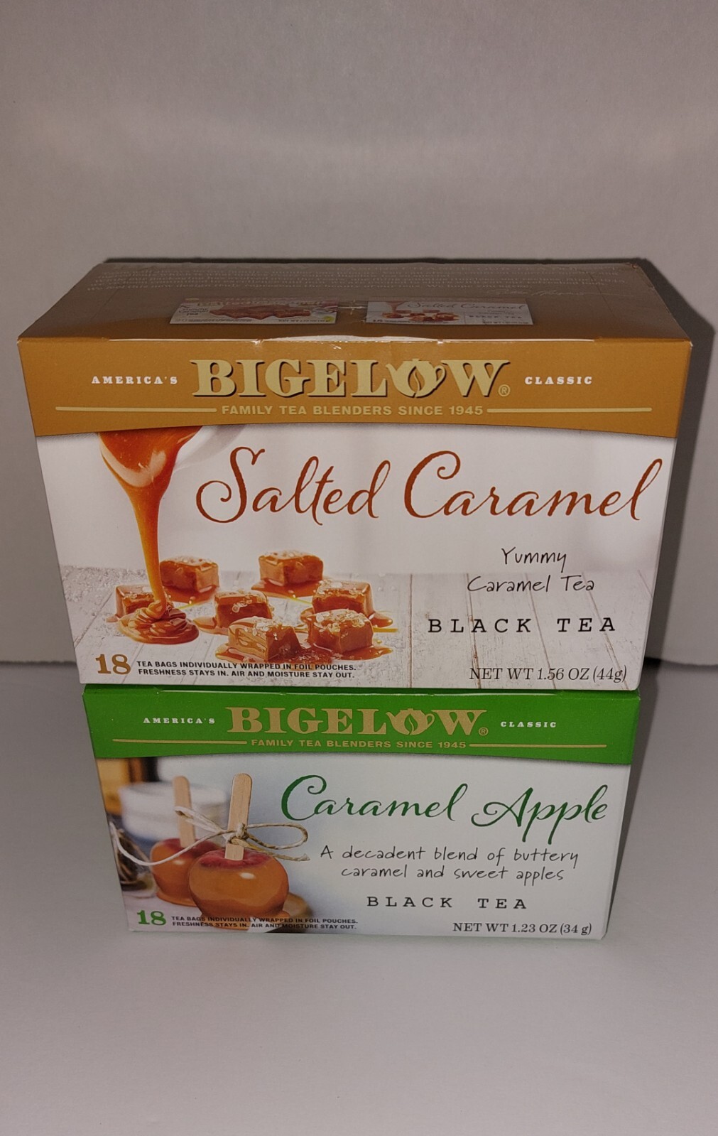Bigelow Salted Caramel & Caramel Apple Black Tea Bags 2 - 18 Count Boxes