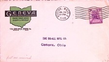 Geneva Dust Mops & Polishes Ohio Envelope 1938 Vintage