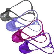 Men's Contour Pouch Tangas Underwear Elastic Panties Glossy Thong String T-Back