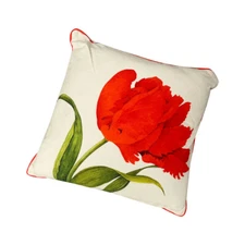 Red Tulip Spring Decorative Throw Pillow Sofa Couch Decorations, 16" x 16"