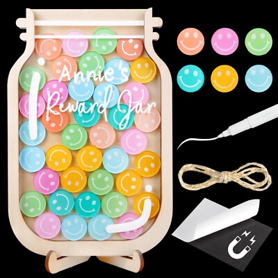 18 Tokens DIY Name Smiley Face Class Reward Jar For Kids Gifts Back To School
